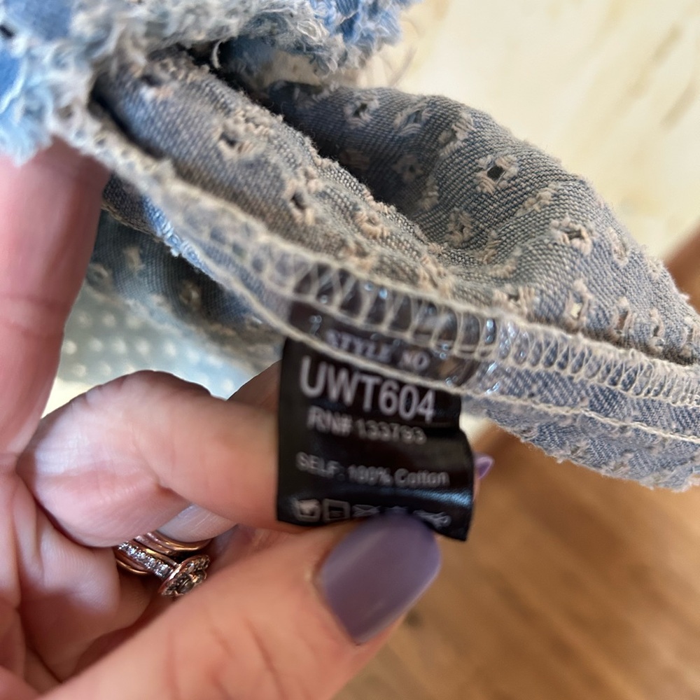 POL Denim Whisper Patchwork Oversized Hoodie Top … - image 6